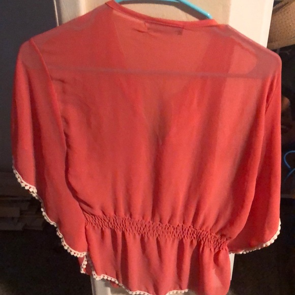 Sheer Orange Top with white embroidery - Small - excellent condition - Picture 2 of 5